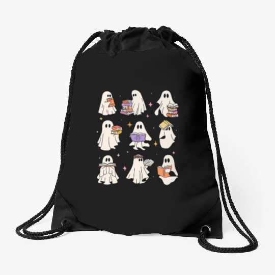 Teacher Halloween Ghost Read Books Reading Teacher Drawstring Bags