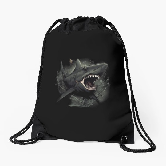 Shark attack Drawstring Bags