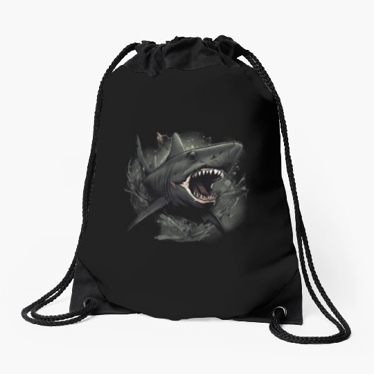Shark attack Drawstring Bags