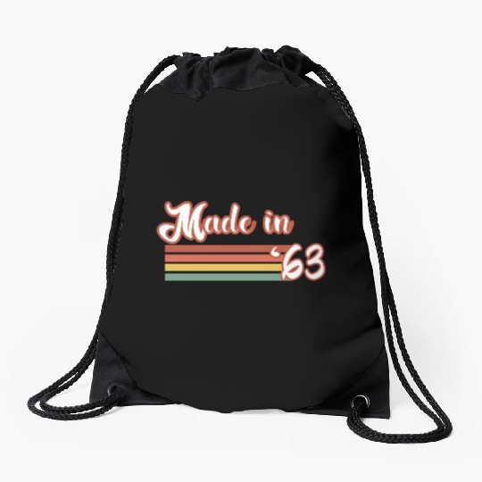 Vintage 1963 61th Birthday Made in 1963 Born in 19 Drawstring Bags