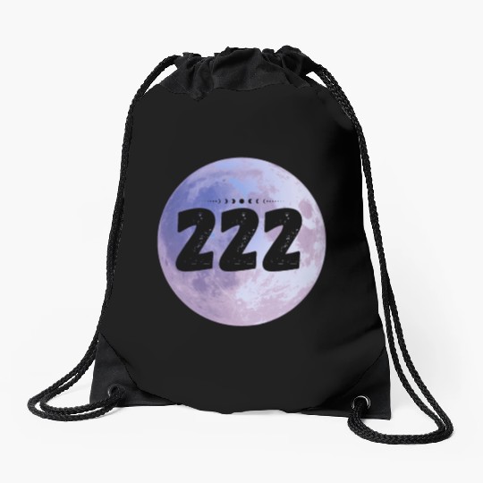 Purple Moon Angel Numbers 222 Drawstring Bags