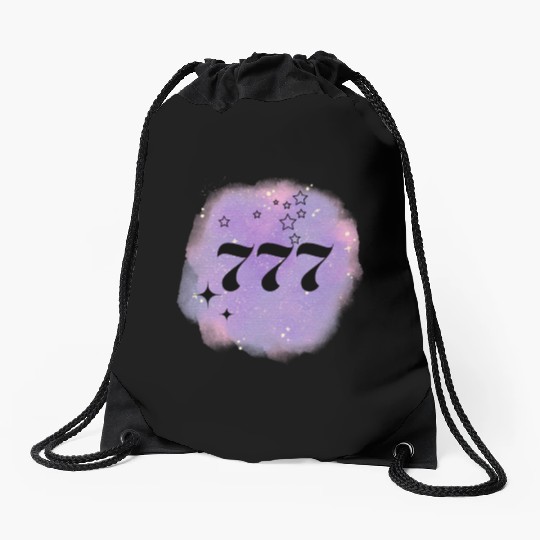 Angel Number 777 Numerology Purple Drawstring Bags