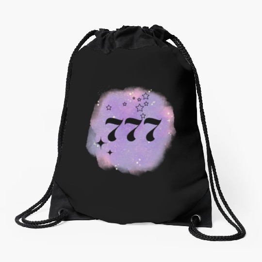 Angel Number 777 Numerology Purple Drawstring Bags