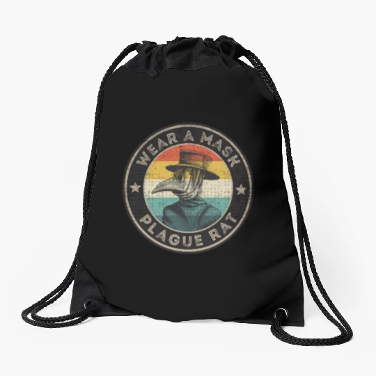 Wear A Mask Plague Doctor Vintage Retro Drawstring Bags