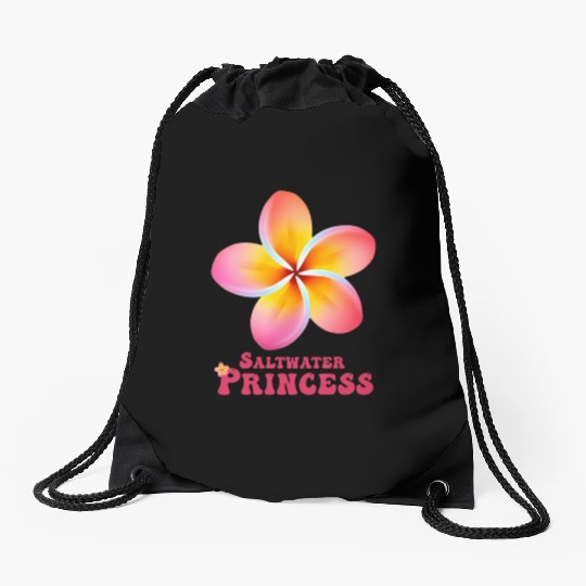 Surfing Girl Plumeria Drawstring Bags
