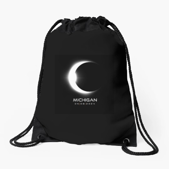 Michigan Eclipse 2024 Souvenir Cool Memento April Drawstring Bags
