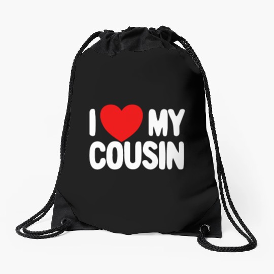 I Love My Cousin Red Heart Redneck Love My Cousin Drawstring Bags