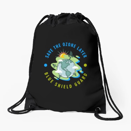 SAVE THE OZONE LAYER BLUE SHIELD GUARD Drawstring Bags