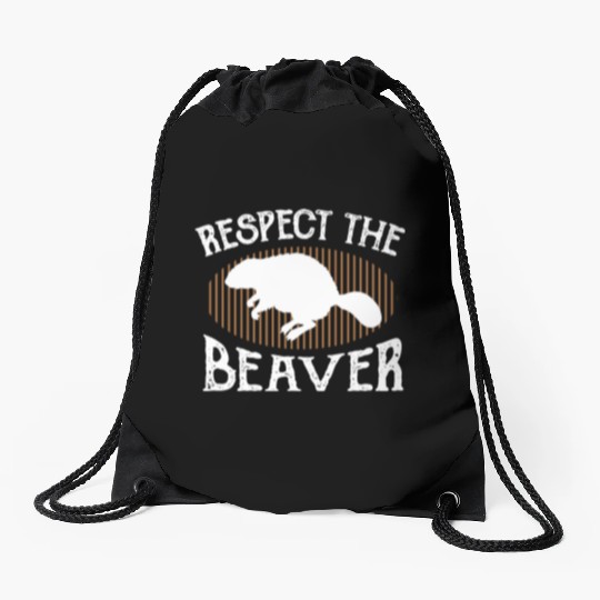 Respect The Beaver retro Beaver Lover groundhog Drawstring Bags