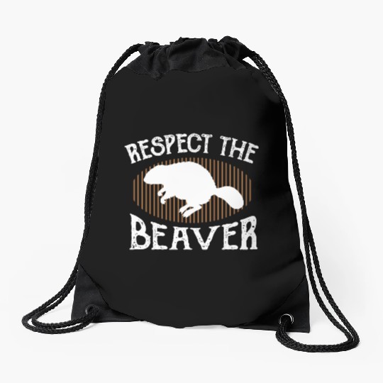 Respect The Beaver retro Beaver Lover groundhog Drawstring Bags