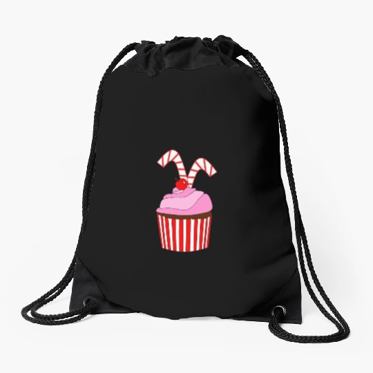 Cupcakes And Candy Canes Drawstring Bags