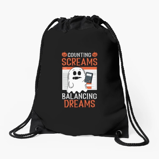 Counting Screams Balancing Dreams Halloween Drawstring Bags