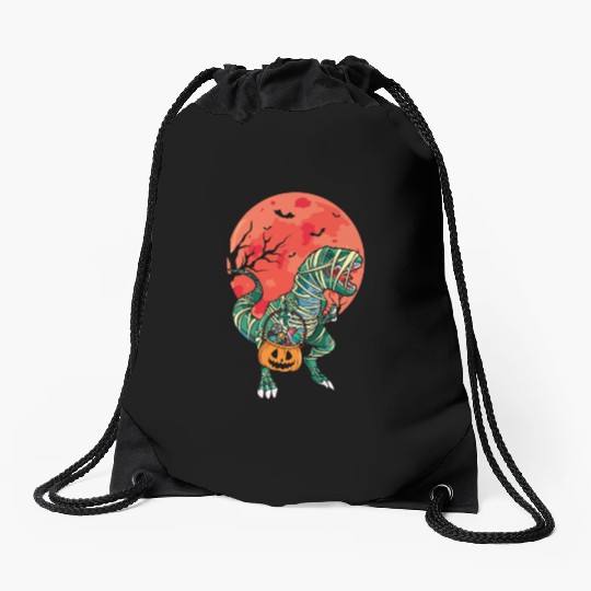 Dinosaur Raptor Pumpkin Lazy Creepy Halloween Drawstring Bags