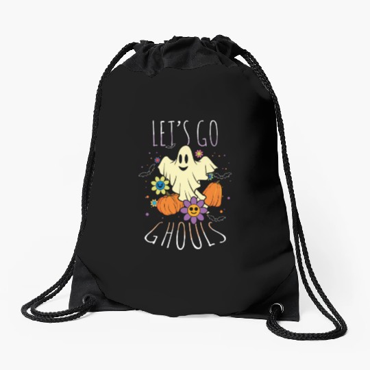 Retro Vintage Go Ghost Hippie Creepy Halloween Drawstring Bags