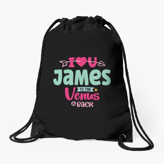 I Love You James Valentines Drawstring Bags