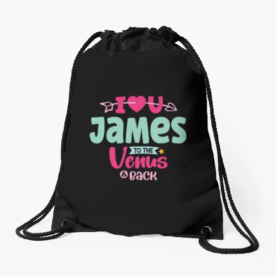 I Love You James Valentines Drawstring Bags