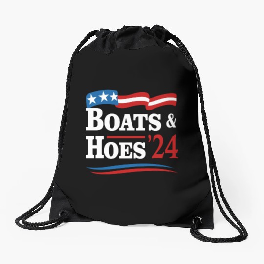 Boats & Hoes 24 Vintage Retro Meme Step Brother Drawstring Bags