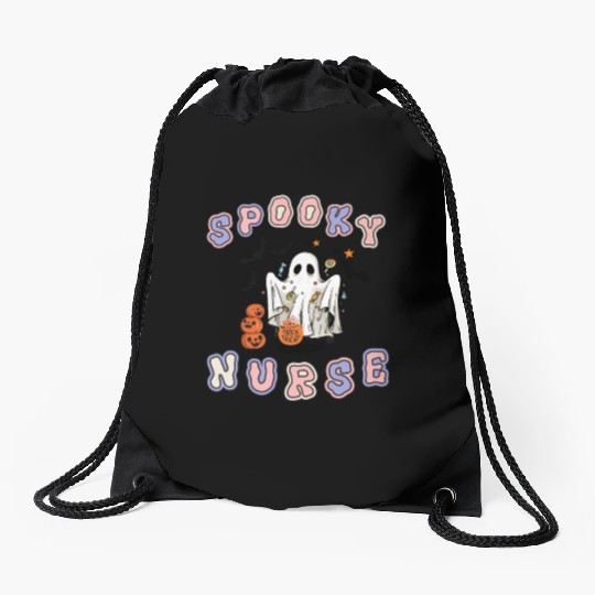 Spooky nurse Halloween design Drawstring Bags