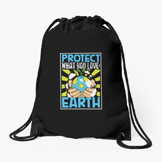 Climate Change Environmental Earth Day Planet Drawstring Bags