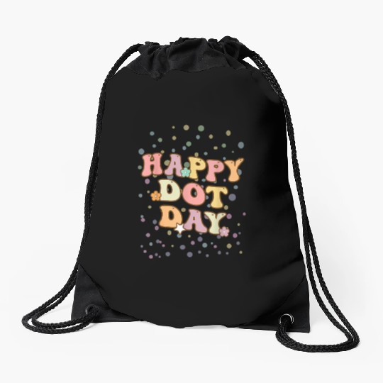 Groovy Happy Dot Day Teacher Kids Drawstring Bags