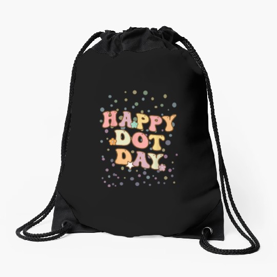 Groovy Happy Dot Day Teacher Kids Drawstring Bags