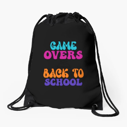 game overs back to school, Super On 1st Grade Drawstring Bags