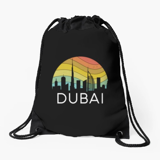 Dubai Skyline City Arab Emirates Uae Arcihtecture Drawstring Bags