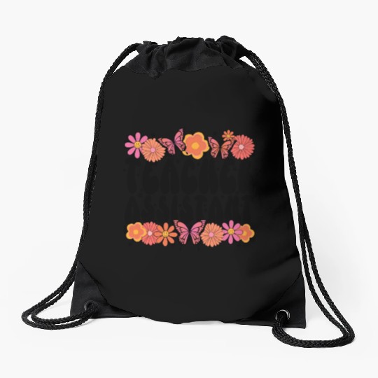 Floral Teacher Assistant Drawstring Bags