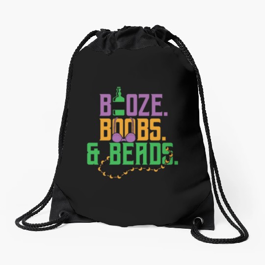 Booze Boobs & Beads Mardi Gras Drawstring Bags