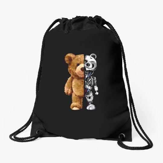 Teddy bear X Robot Drawstring Bags