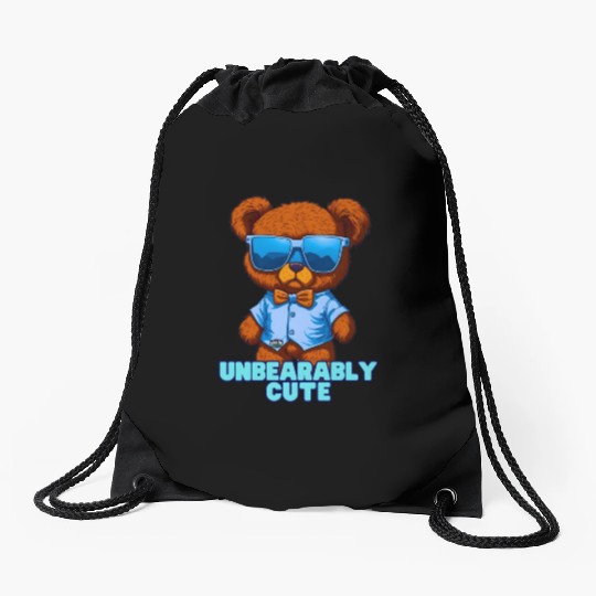 Unbearably Cute Teddy bear - by Brush Boulevard Drawstring Bags