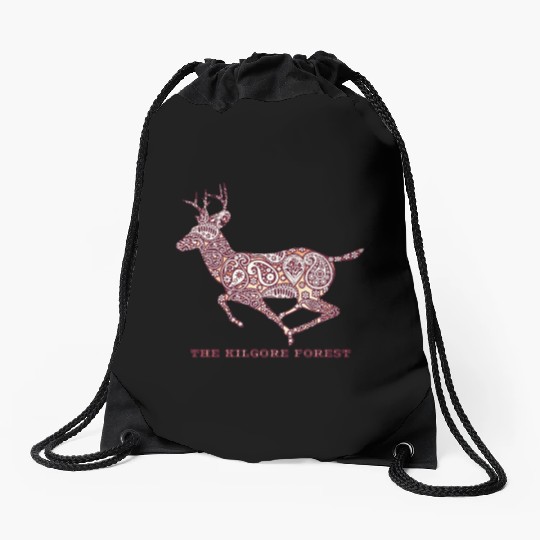 Deer - Maroon Drawstring Bags