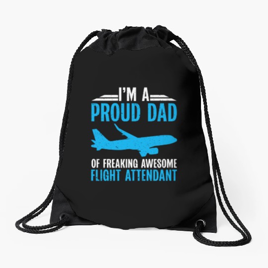 Flight Attendant Dad Airplane Flight Attendant Drawstring Bags