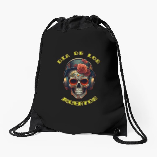 day of the dead Drawstring Bags