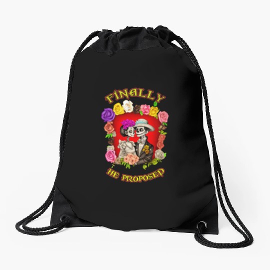 day of the dead - valentines day Drawstring Bags