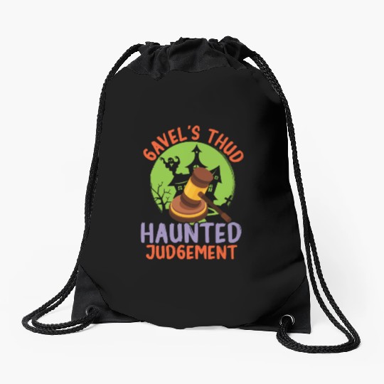 Gavel's Thud Haunted Judgment Lawyer Halloween Drawstring Bags