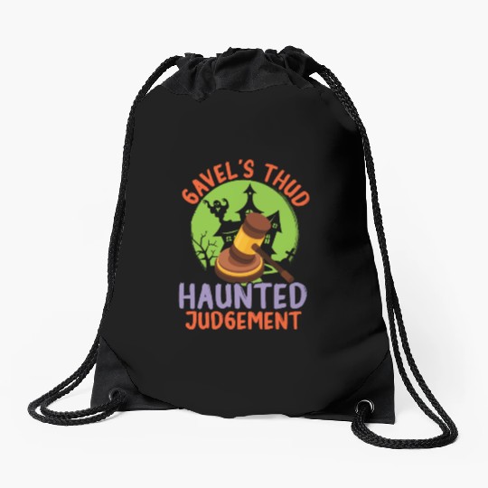 Gavel's Thud Haunted Judgment Lawyer Halloween Drawstring Bags