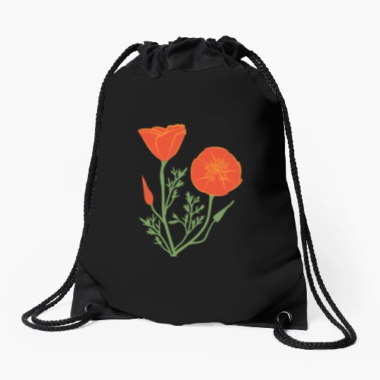 California Poppies on Clear Background Drawstring Bags