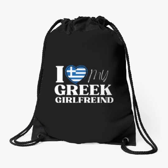 I Love My Greek Girlfriend Multi Nationality Drawstring Bags