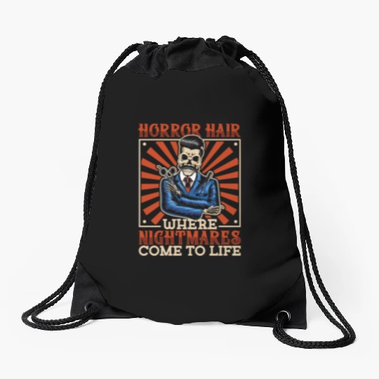 Horror Barber Spooky Hairdresser Hairstylist Hair Drawstring Bags