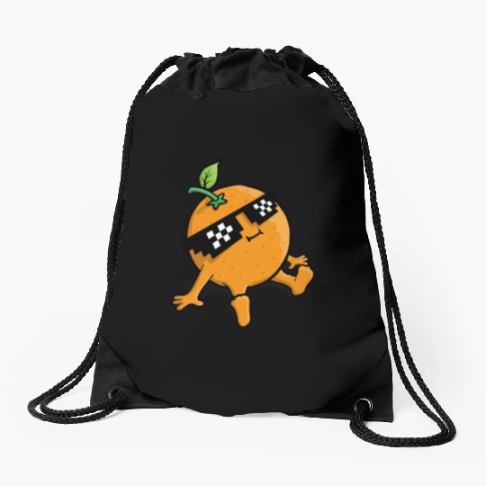 Cool Relaxing Orange Fruit Pixel Sunglasses Face Drawstring Bags