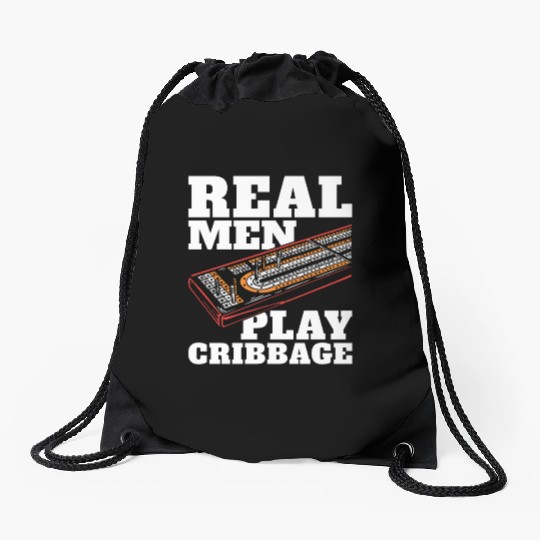 Cribbage Real Men Play Cribbage Loves Board Game Drawstring Bags