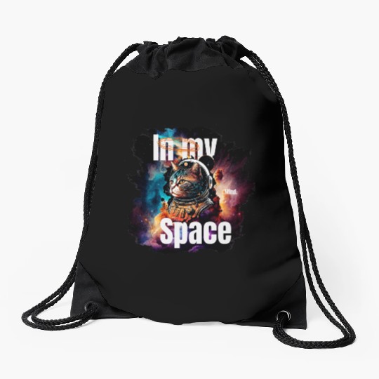 In my Mind Space Cat Astronaut Animal Pets Lover Drawstring Bags