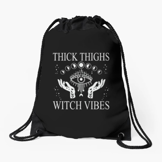 Thick Thighs Witch Vibes Spooky Witchy Halloween Drawstring Bags