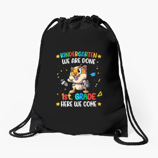 Kids Kindergarten We Are Done 1st Grade Drawstring Bags
