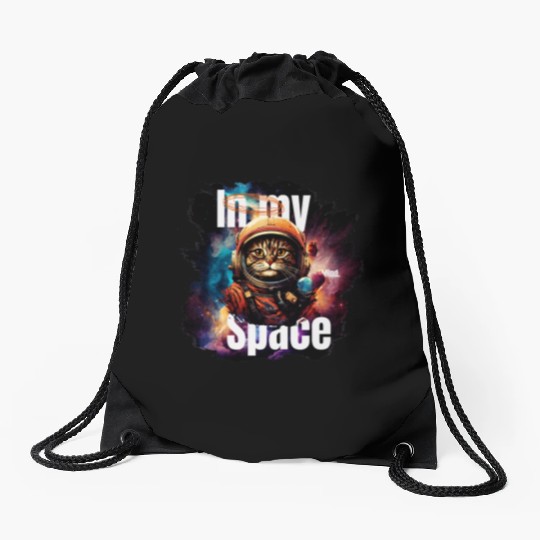 In my Mind Space Cat Astronaut Animal Pet Lover Drawstring Bags