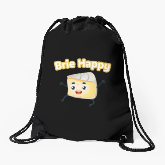 Brie Happy: Cheesy Pun for Cheese Lovers Drawstring Bags