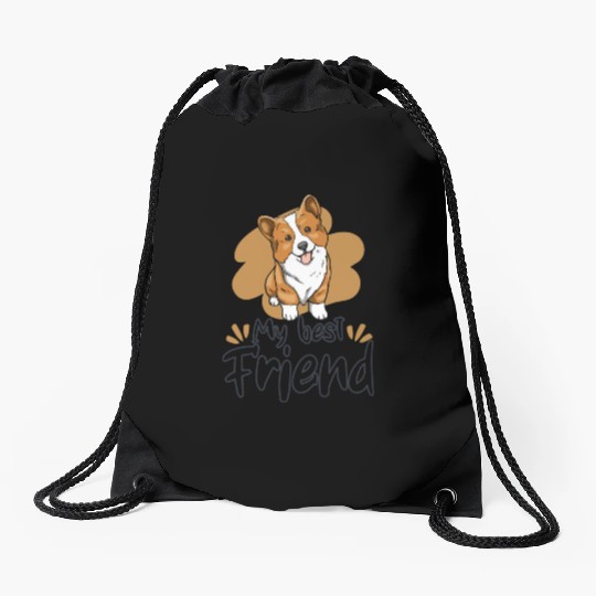 My Best Friend Drawstring Bags
