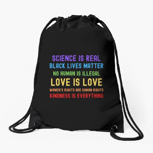 Science Is Real Black Lives Matter Drawstring Bags