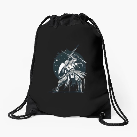 Robot ninja Drawstring Bags